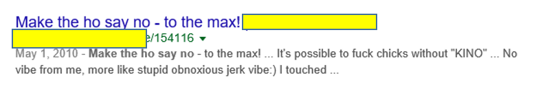 Example of bad-boy teachings. Look at the title: “Make the HO say NO!”